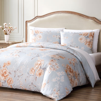 spa apriocot egyptian cotton floral print sateen duvet cover set#color_vintage-spa-garden