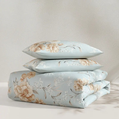 spa apriocot egyptian cotton floral print sateen duvet cover set#color_vintage-spa-garden