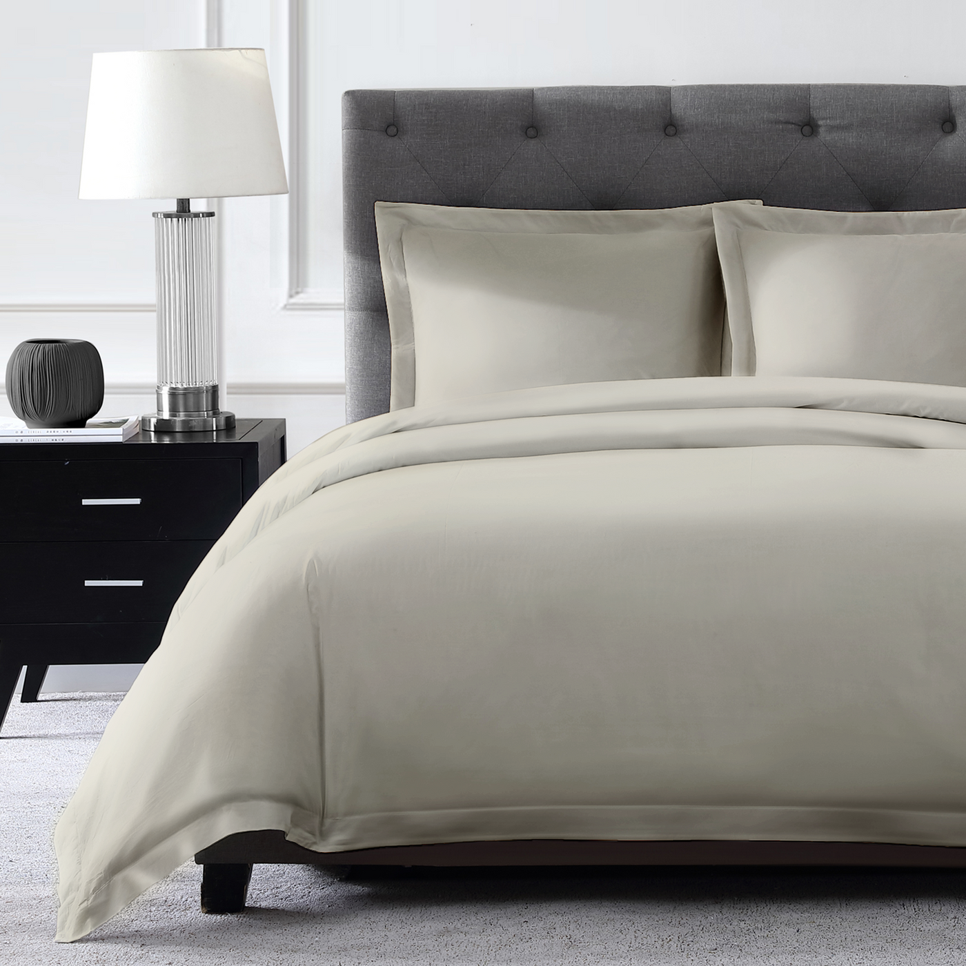 Pure Parima Egyptian Cotton Sheets Ultra Percale Duvet Cover Set#color_flax