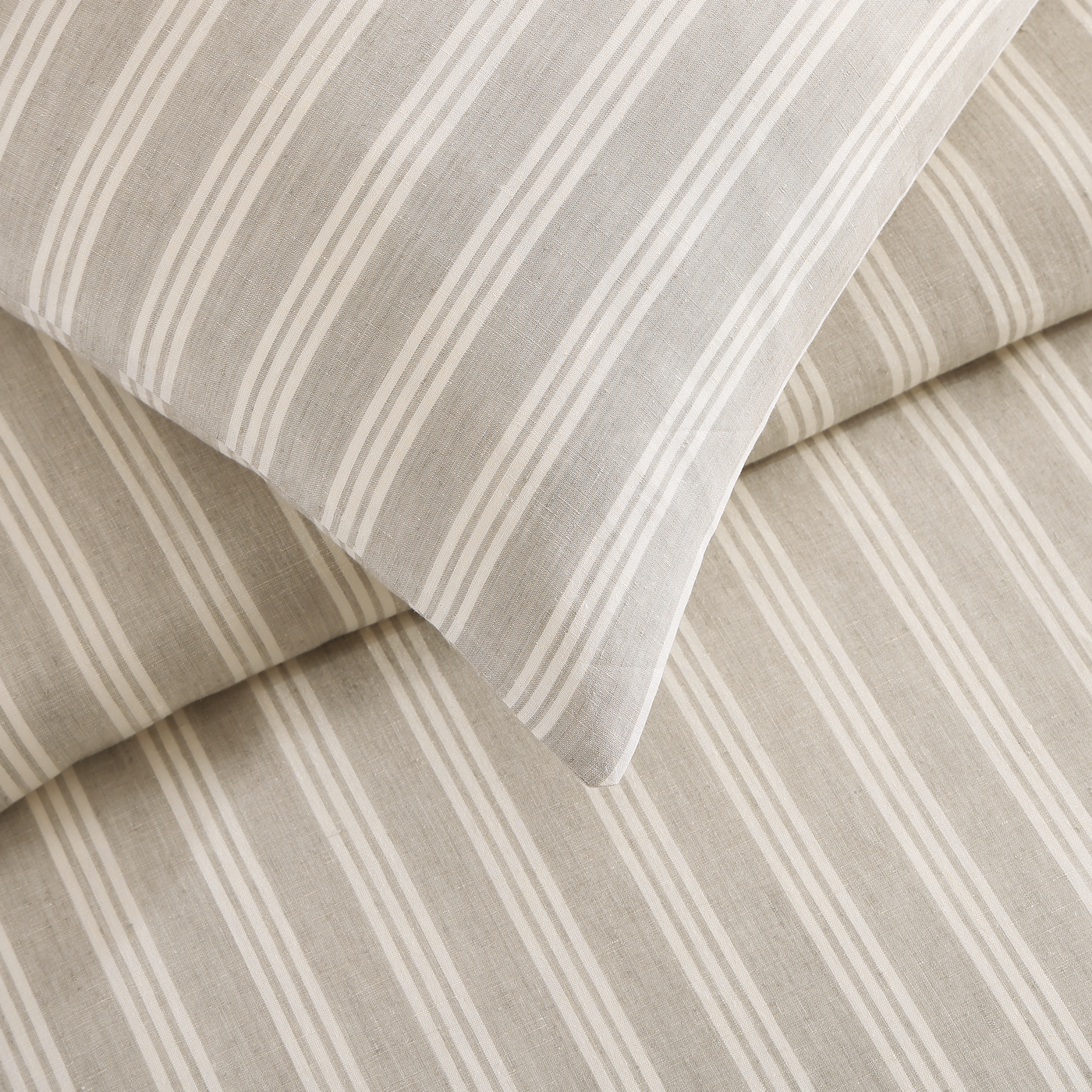 pure parima tea stripes linen duvet cover