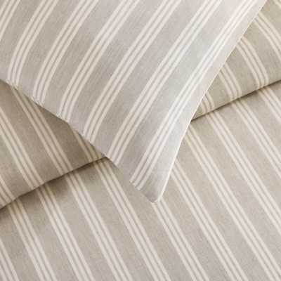 pure parima tea stripes linen duvet cover