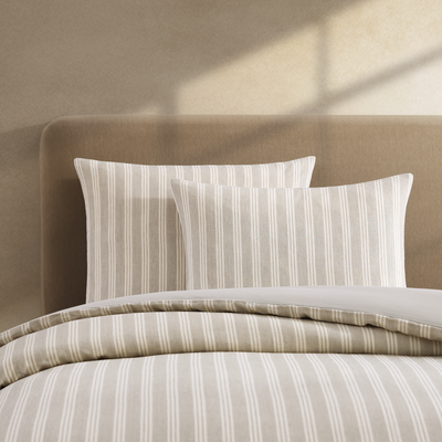 pure parima tea stripes linen duvet cover